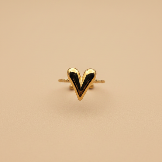 Gold Bold Heart Adjustable Ring