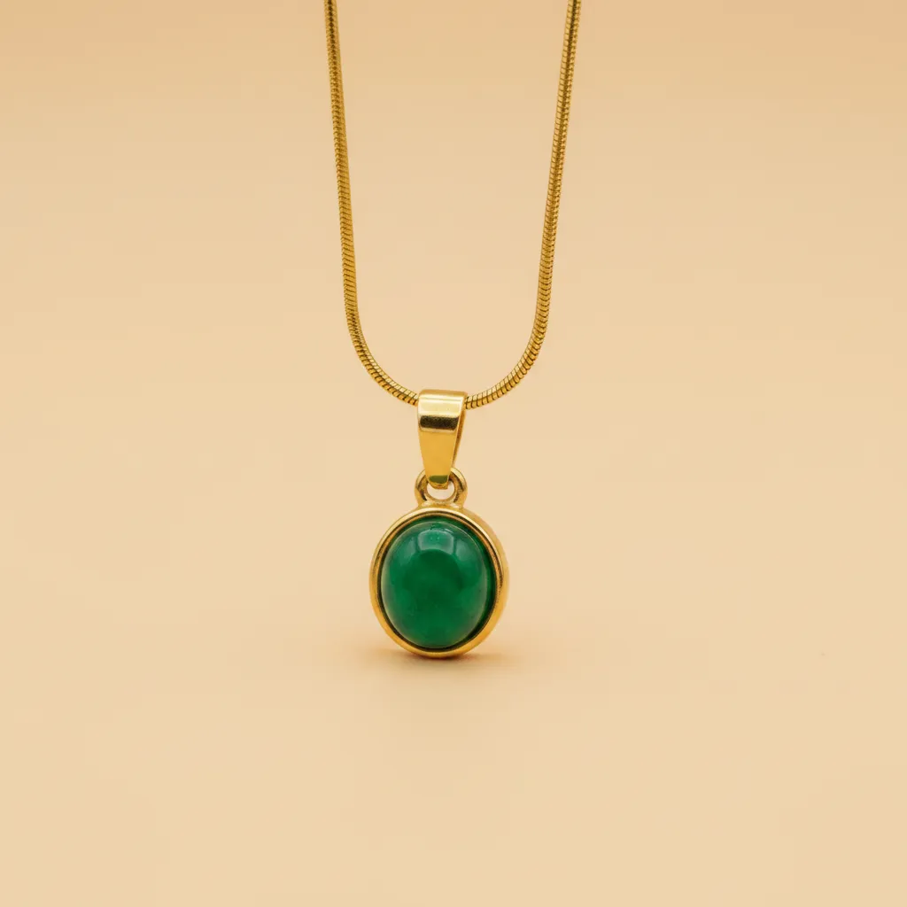 Minimal Green Stone Necklace