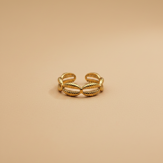 Gold Shell Curve Adjustable Ring