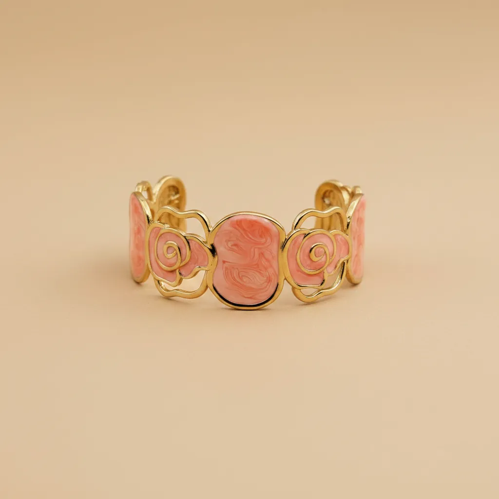 Orange Rose Open Cuff Bracelet