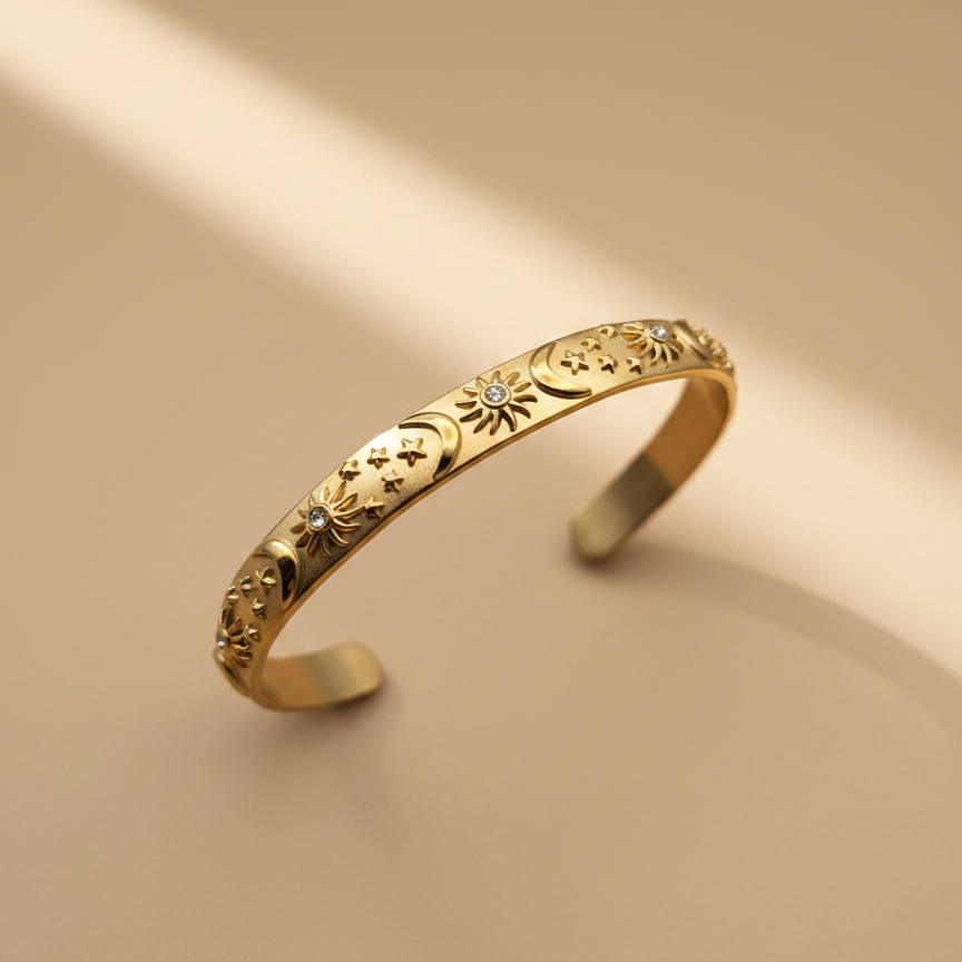 Crystal Symbols Open Cuff Bracelet