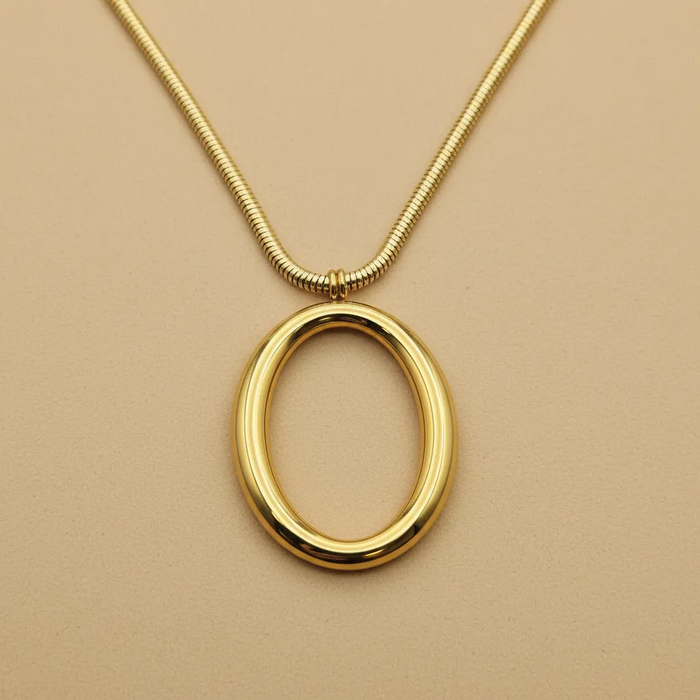 Gold Oval Pendant Necklace