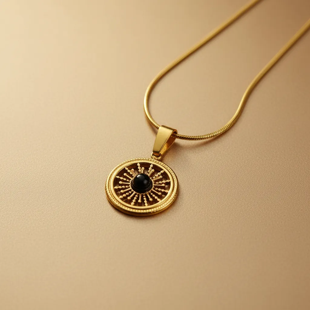 Sunburst Black Stone Necklace