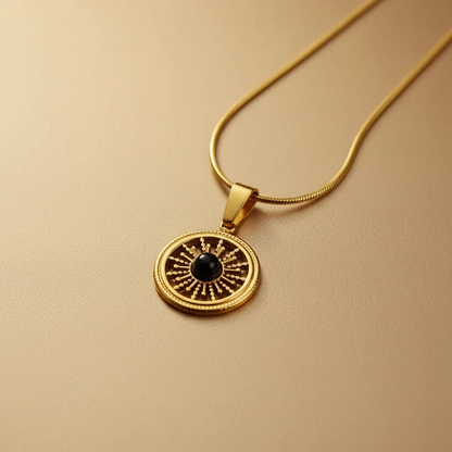 Sunburst Black Stone Necklace