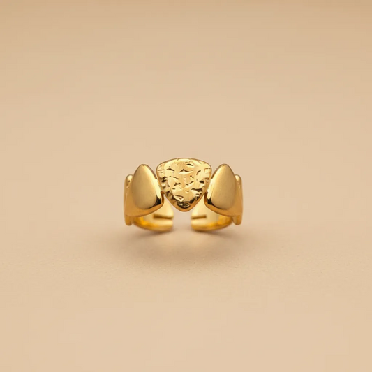 Gold Textured Stones Adjustable Ring