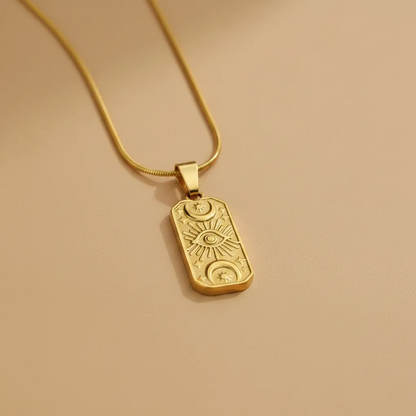 Gold Eye Tag Necklace