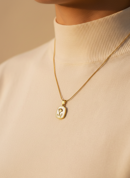 White Rose Relief Pendant Necklace