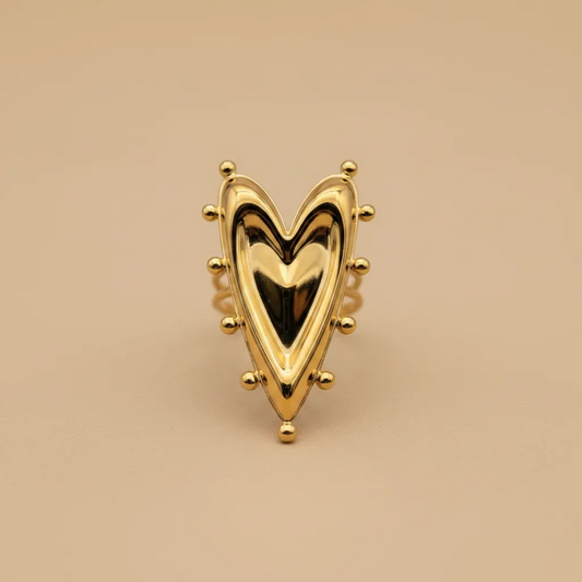 Gold Elongated Heart Statement Ring