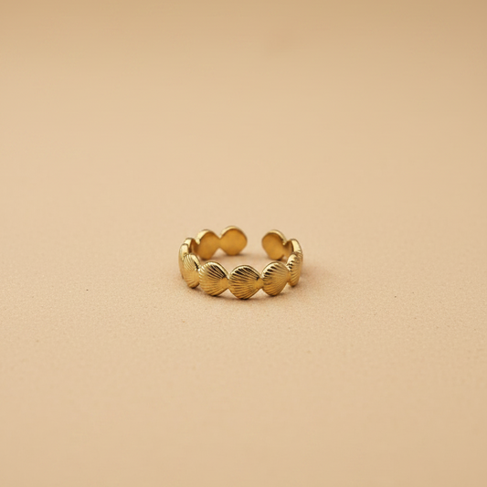 Gold Shell Band Adjustable Ring