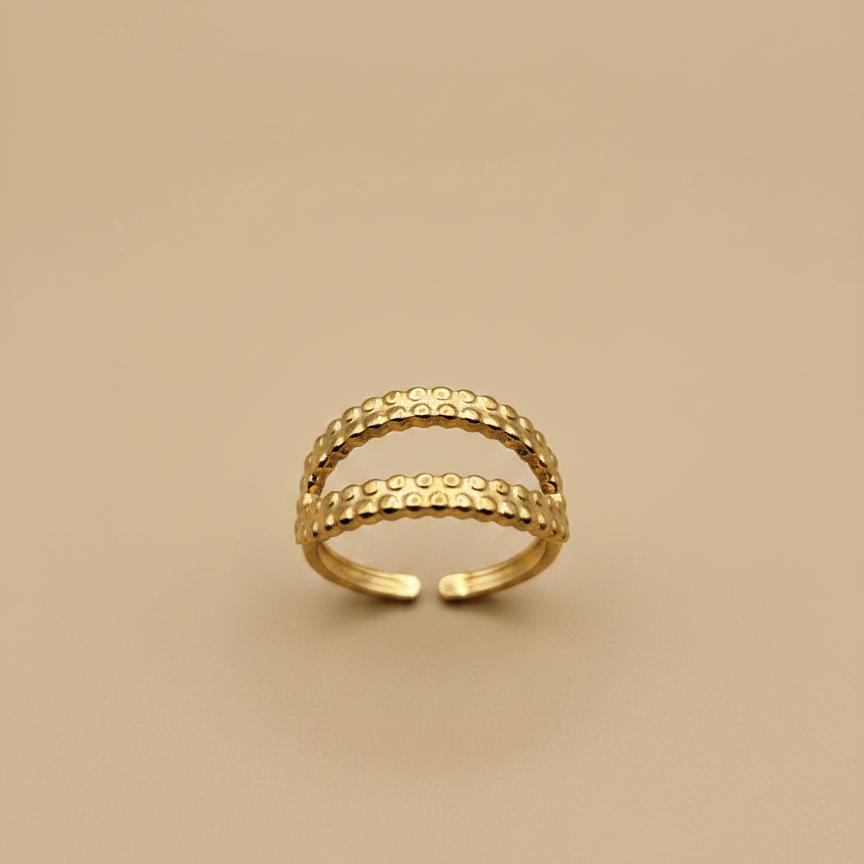 Gold Double Texture Adjustable Ring