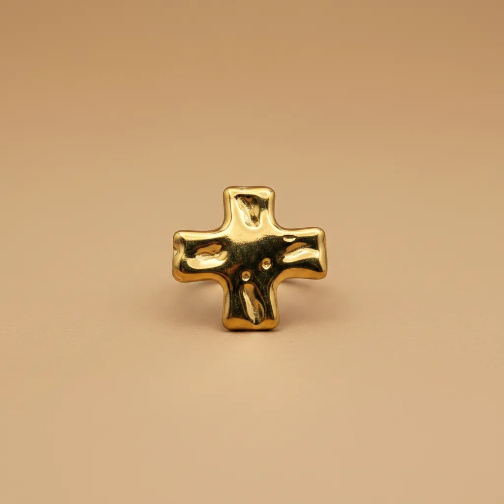 Gold Bold Cross Adjustable Ring