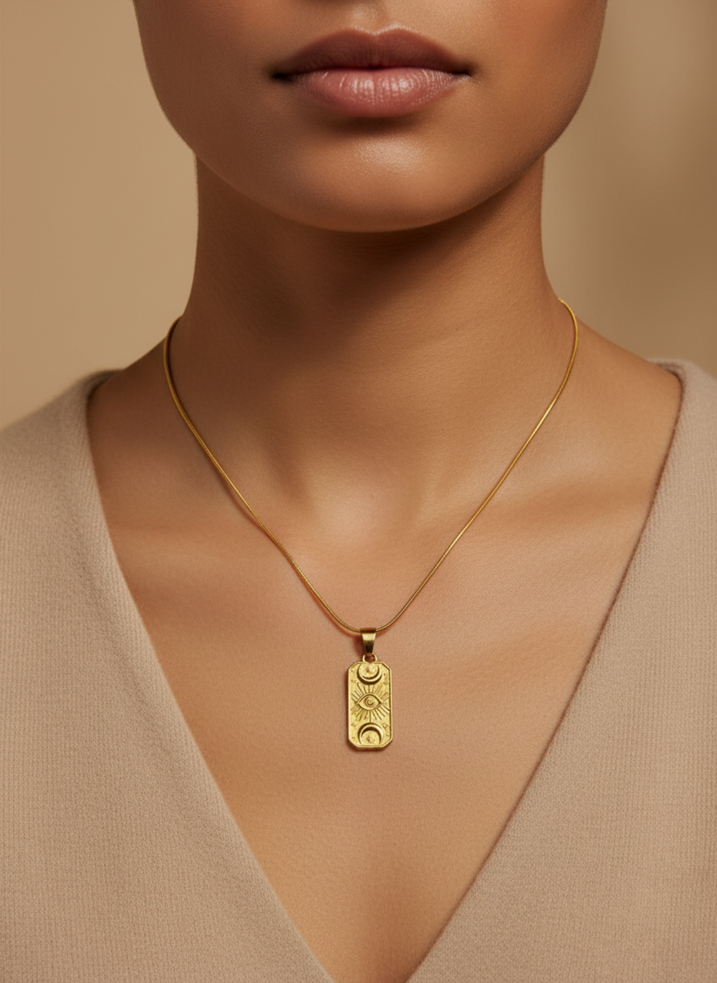 Gold Eye Tag Necklace