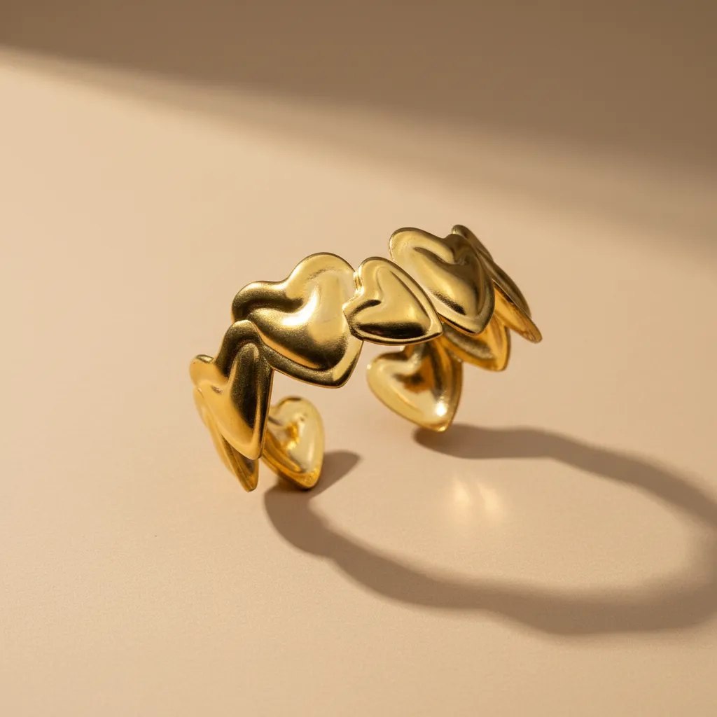 Gold Heart Open Cuff Bracelet