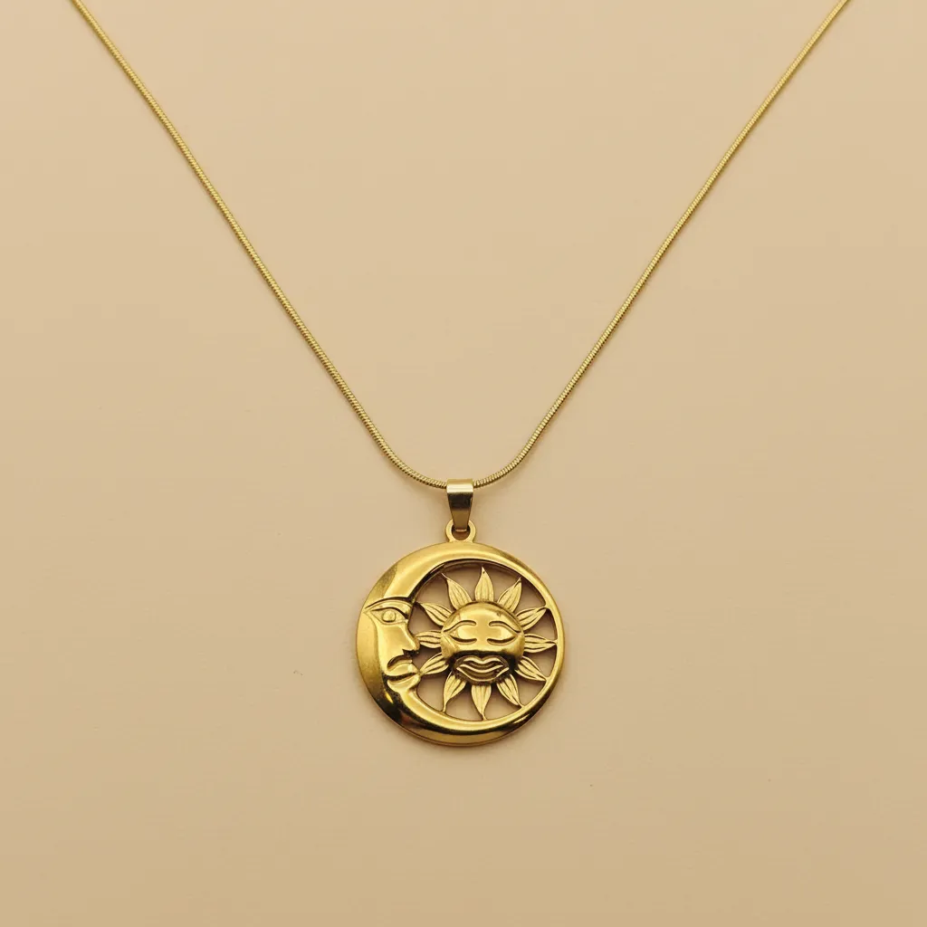 Gold Sun & Moon Pendant Necklace