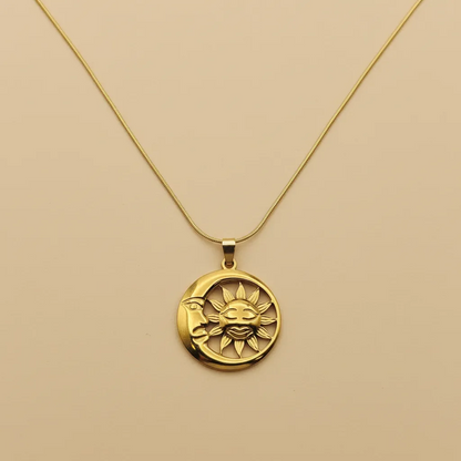 Gold Sun & Moon Pendant Necklace