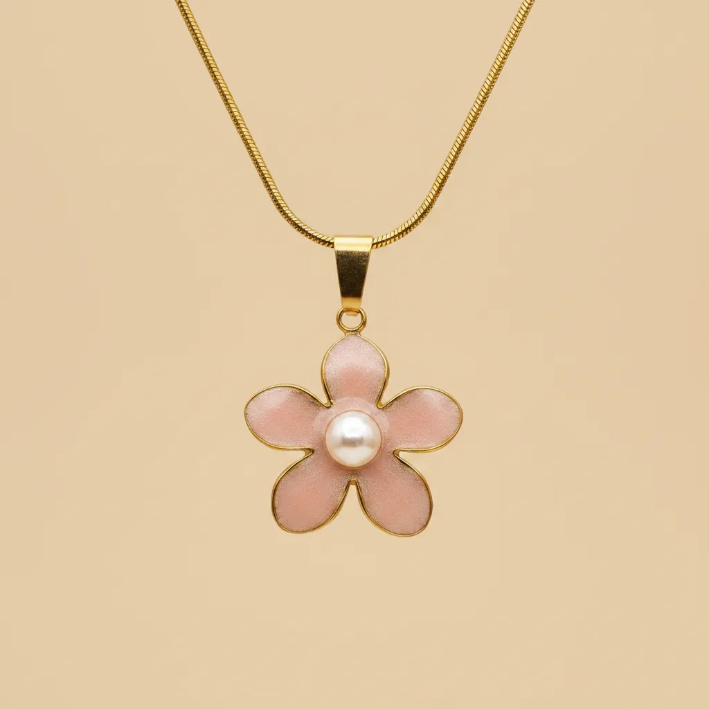 Soft Pink Daisy Pendant Necklace