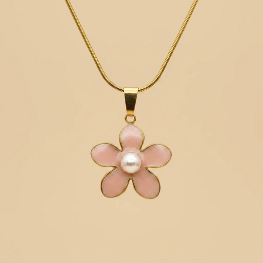 Soft Pink Daisy Pendant Necklace