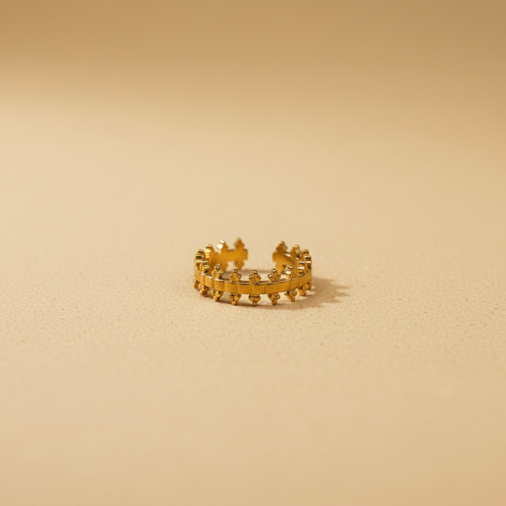 Gold Crown Detail Adjustable Ring