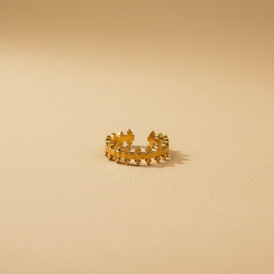 Gold Crown Detail Adjustable Ring