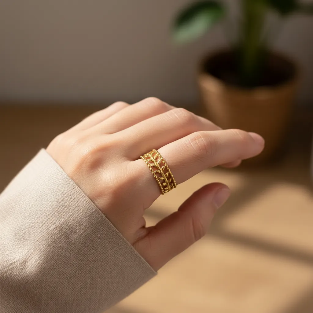 Gold Layered Leaf Adjustable Ring