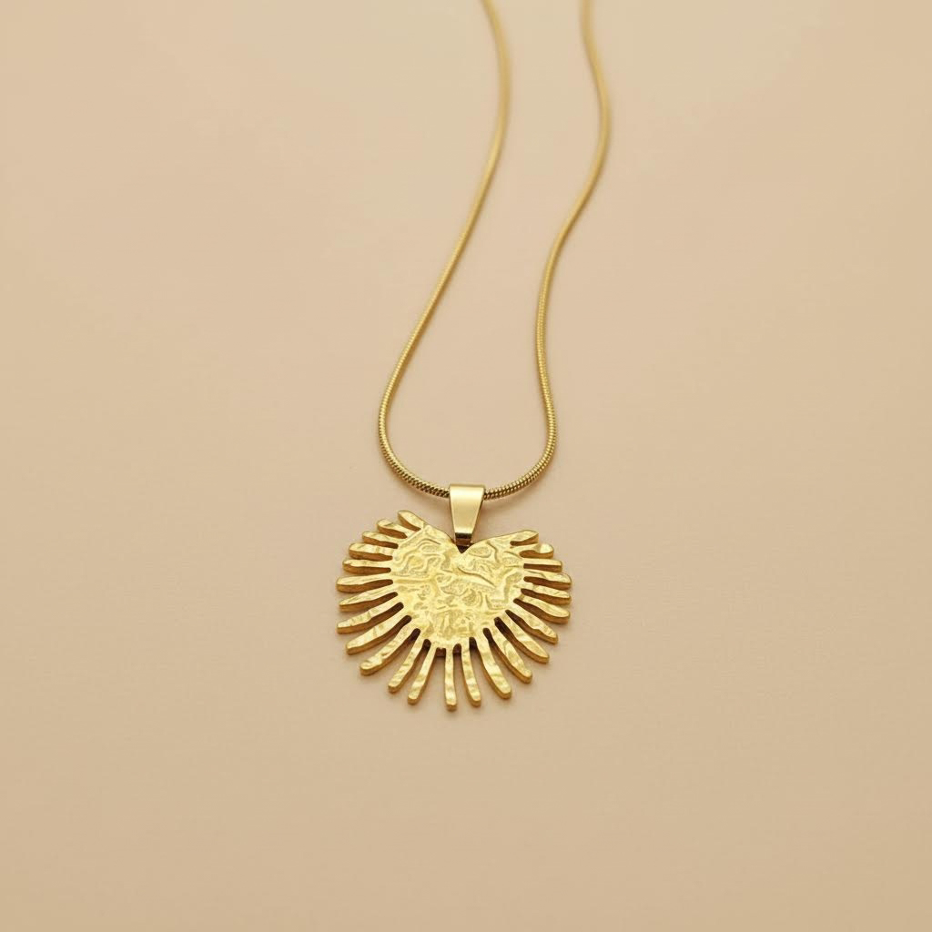 Gold Sunburst Pendant Necklace