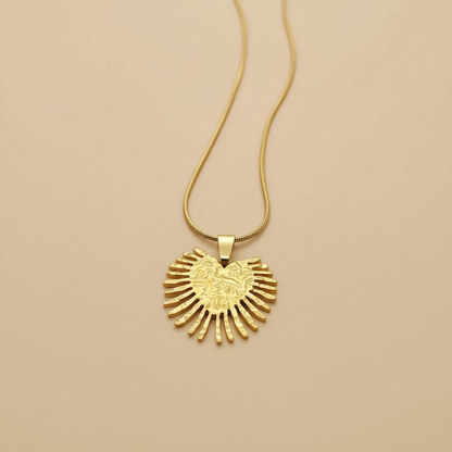 Gold Sunburst Pendant Necklace