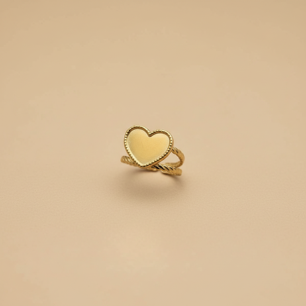 Gold Heart Adjustable Ring – Open Statement Design