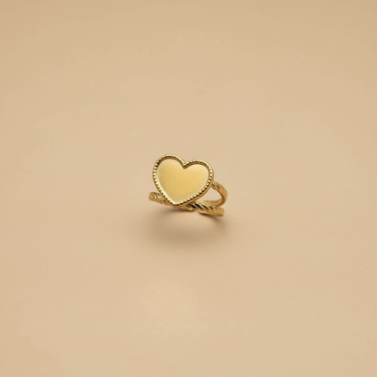 Gold Heart Adjustable Ring – Open Statement Design