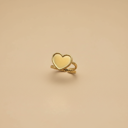 Gold Heart Adjustable Ring – Open Statement Design