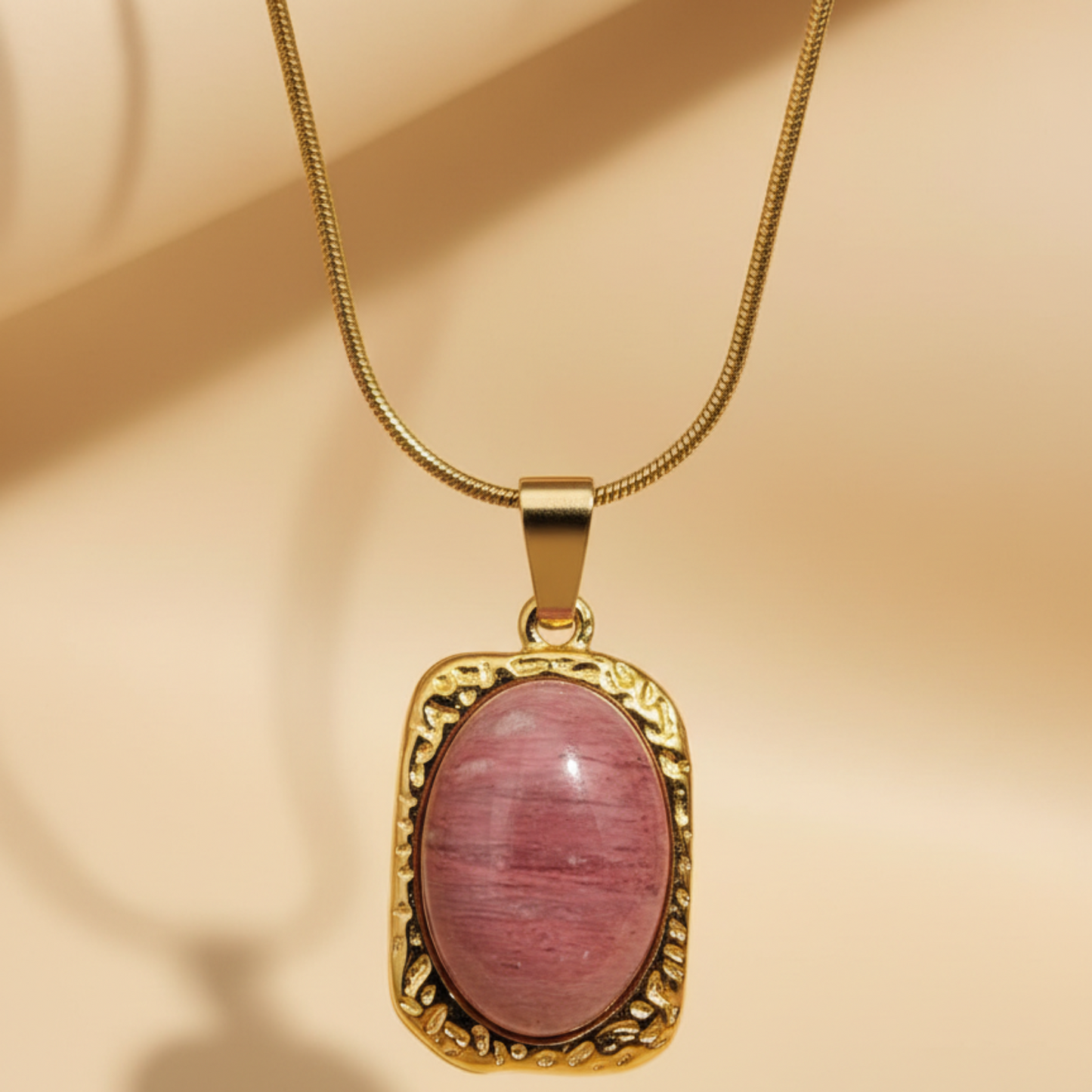Vintage Rose Oval Pendant Necklace