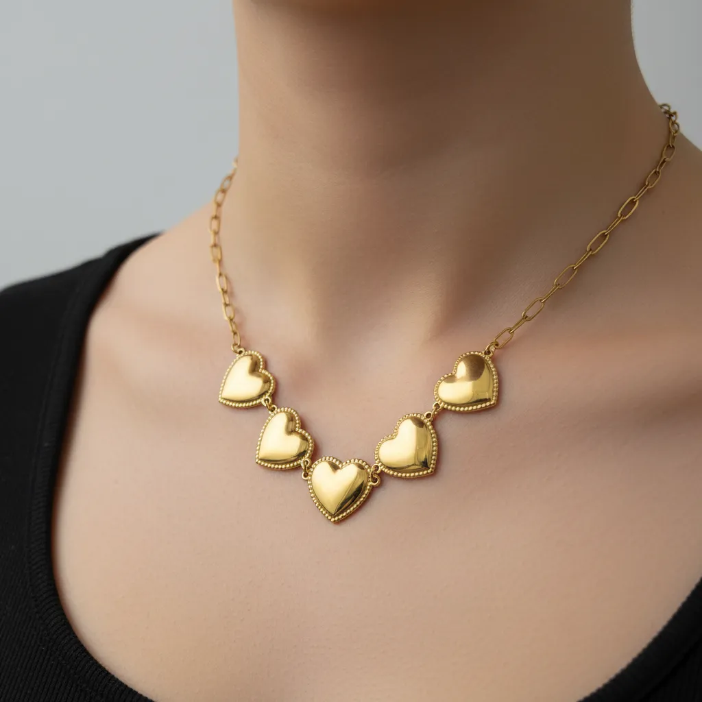 Gold Heart Paperclip Necklace – 40cm