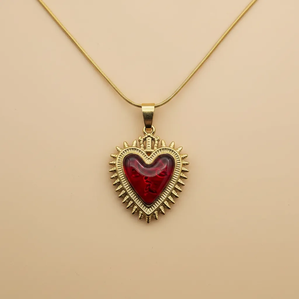 Gold Vintage Heart Necklace – Ornate Love Pendant