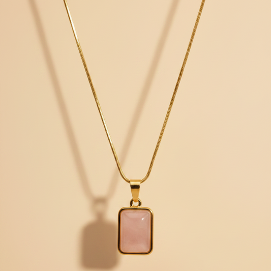 Collier pendentif rectangulaire Rose