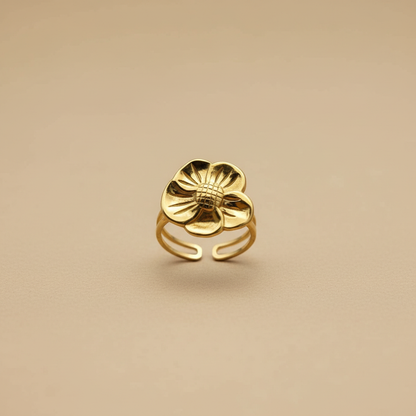 Gold Flower Adjustable Ring – Open Statement Design