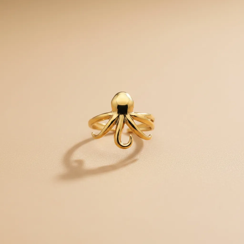 Gold Octopus Wrap Adjustable Ring