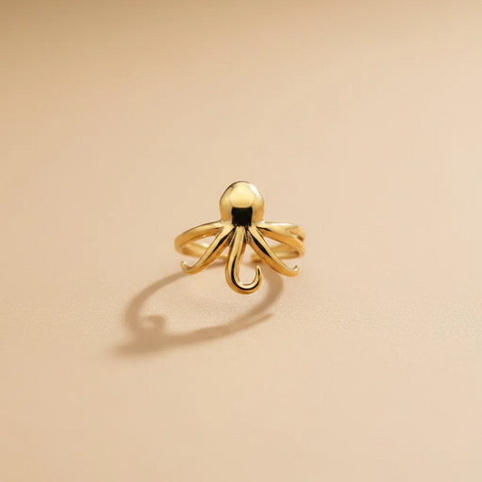 Gold Octopus Wrap Adjustable Ring