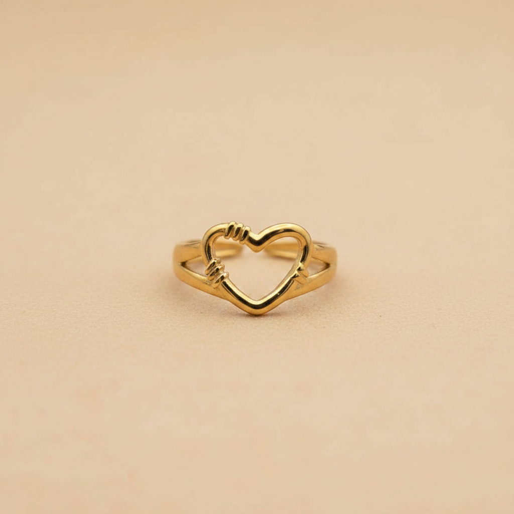 Gold Open Heart Adjustable Ring