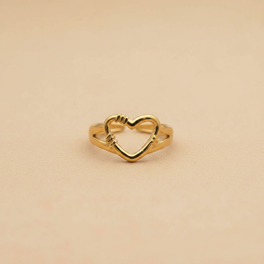 Gold Open Heart Adjustable Ring