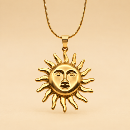 Golden Sun Face Necklace