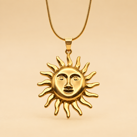 Golden Sun Face Necklace