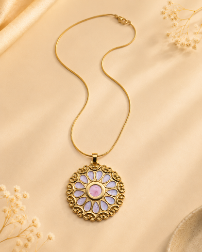 Stainless Steel Floral Medallion Necklace