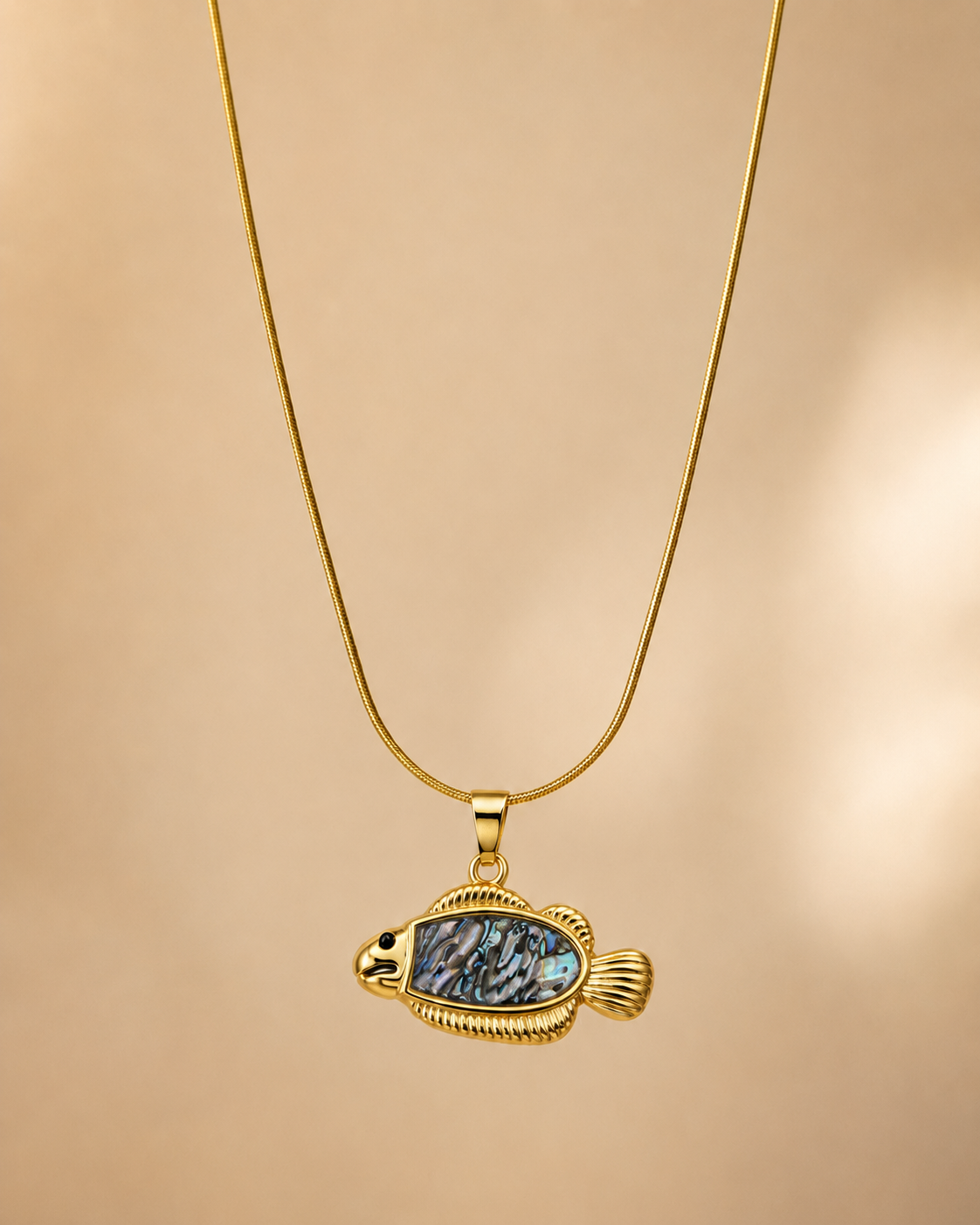 Gold Aura Fish Pendant Necklace