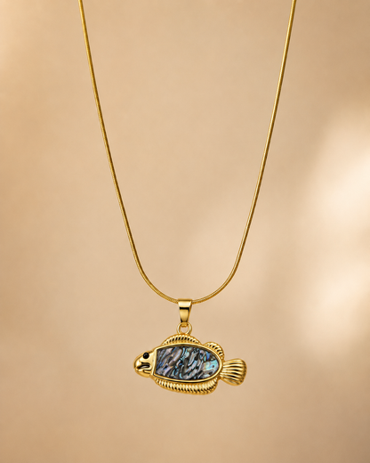 Gold Aura Fish Pendant Necklace