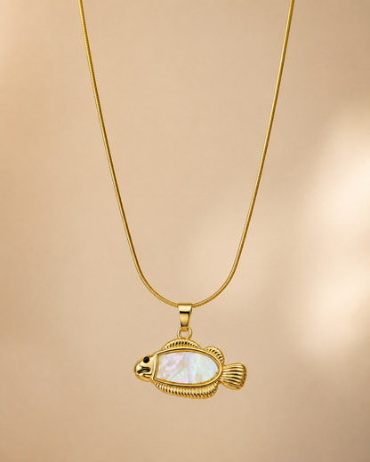 Gold Aura Fish Pendant Necklace