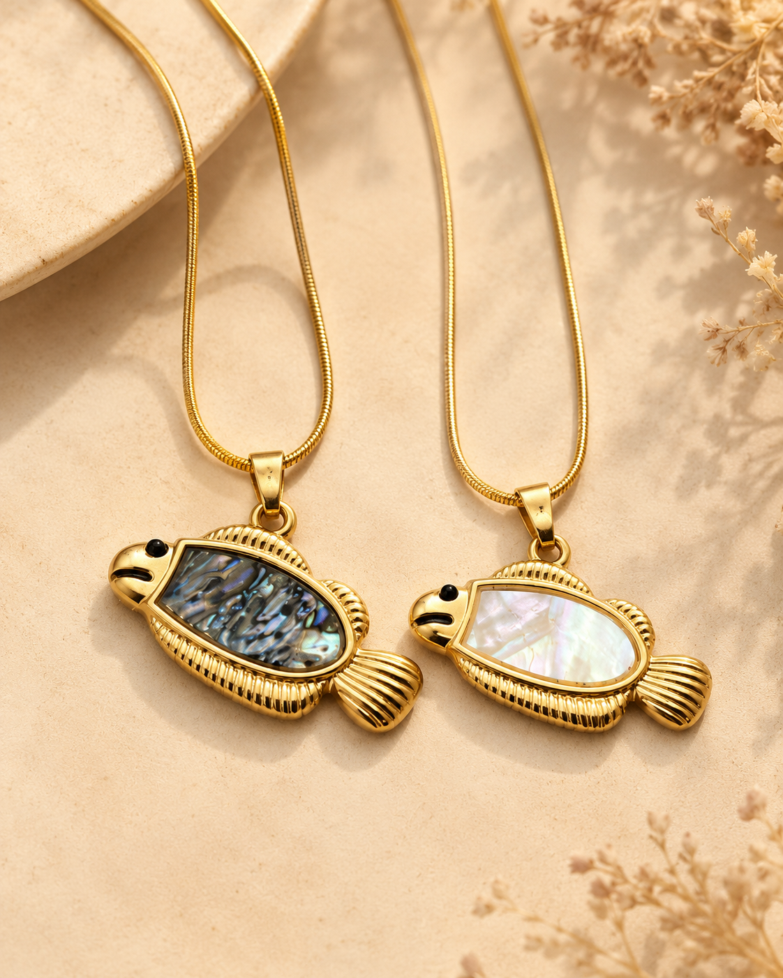 Gold Aura Fish Pendant Necklace