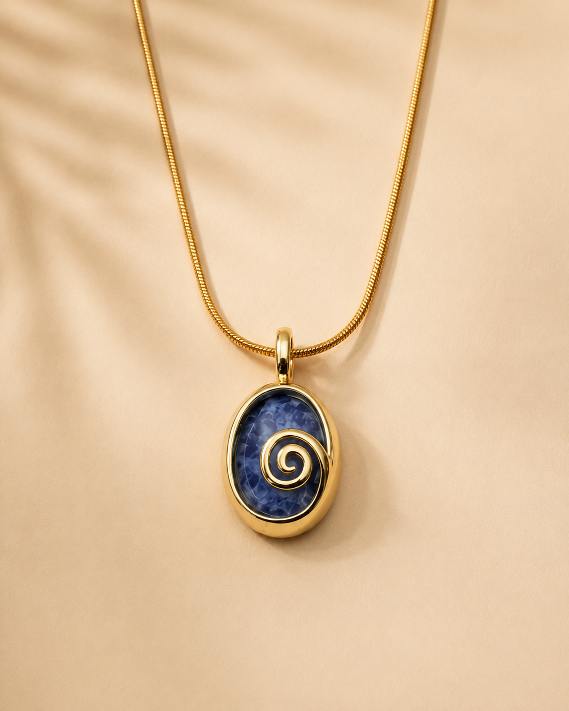Gold Spiral Stone Pendant Necklace