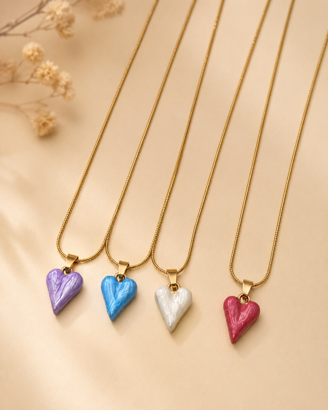 Gold Marble Heart Pendant Necklace
