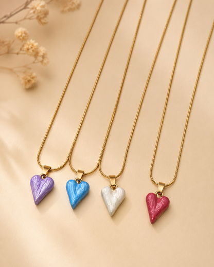Gold Marble Heart Pendant Necklace