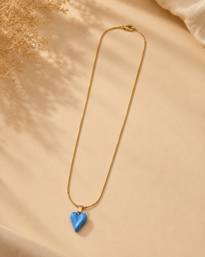 Gold Marble Heart Pendant Necklace