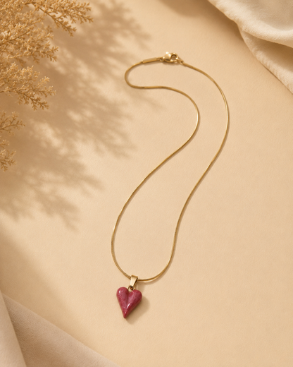 Gold Marble Heart Pendant Necklace